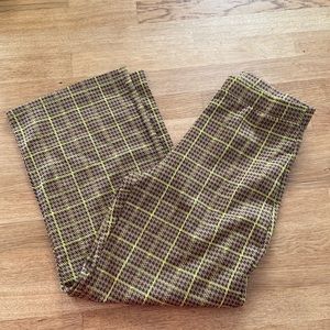 wide leg cropped plaid pants